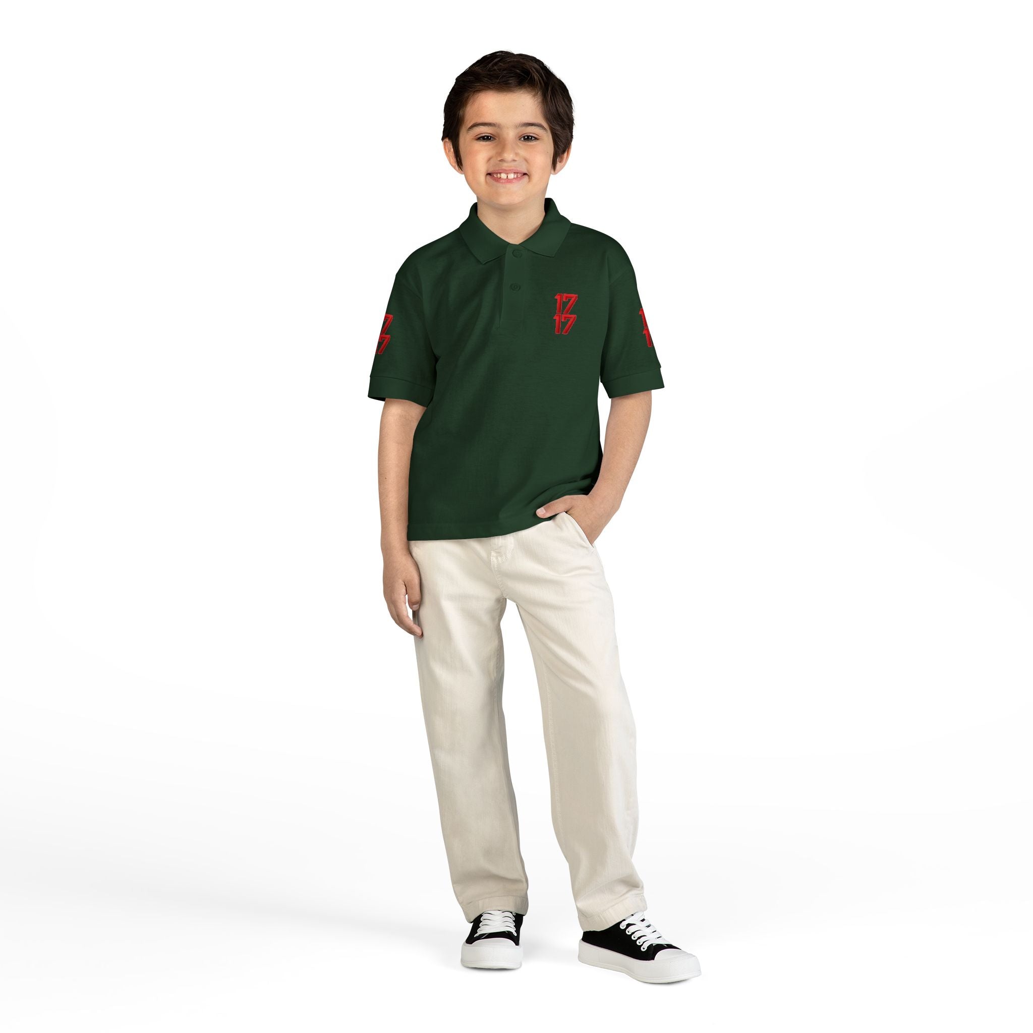 Youth Polo — Red 17 Graphic School Spirit Polo