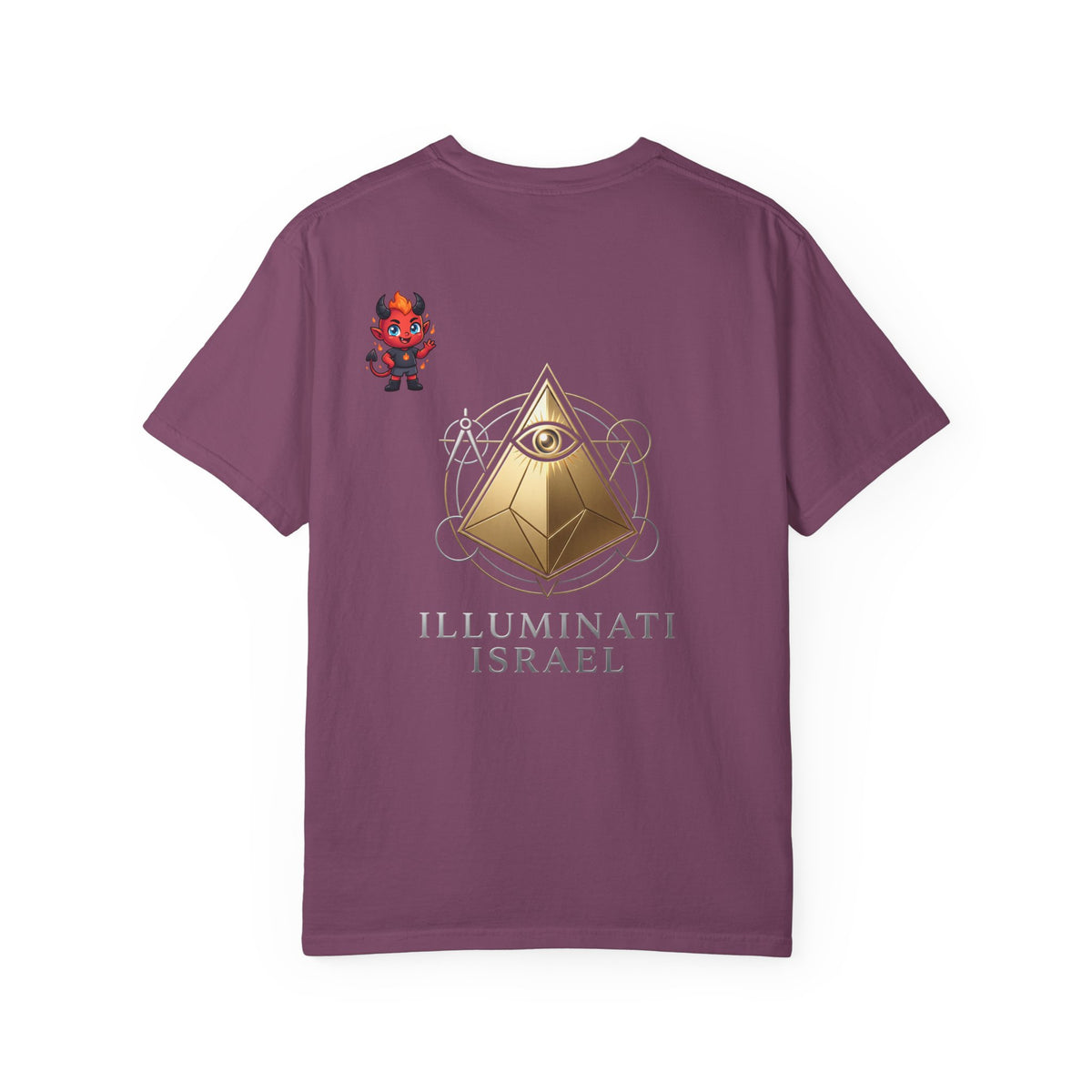Illuminati Israel Pyramid T-Shirt with Devil Character Pattern