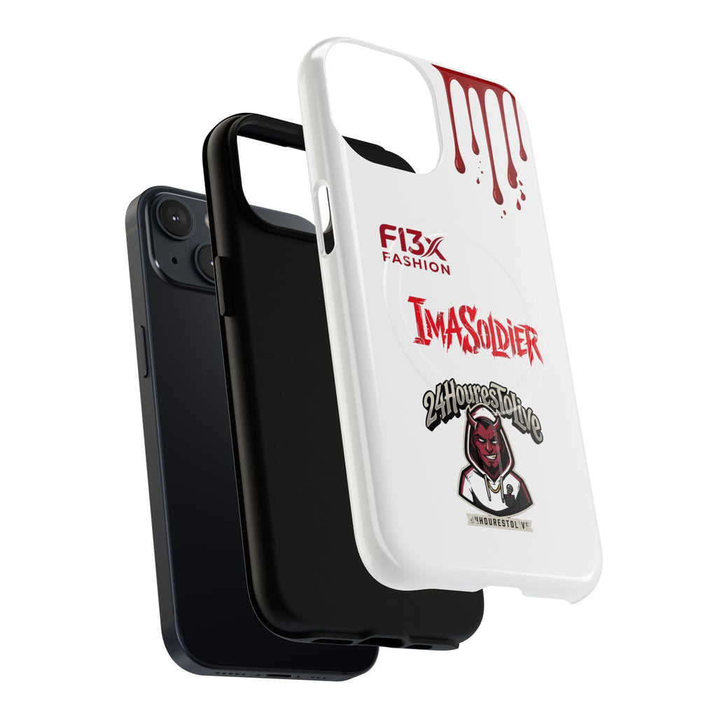 Tough Magnetic Phone Case — 'ImASoldier' Blood Drip Gaming Design