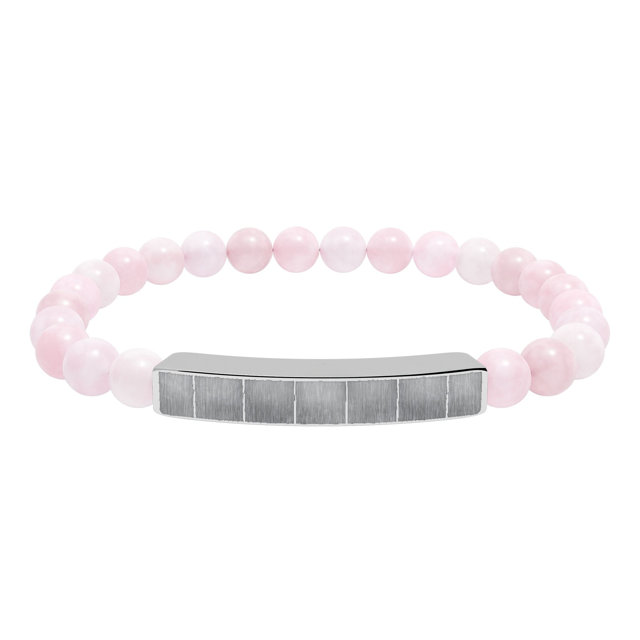 Engravable Natural Stone Bead Bracelet with Metal Bar