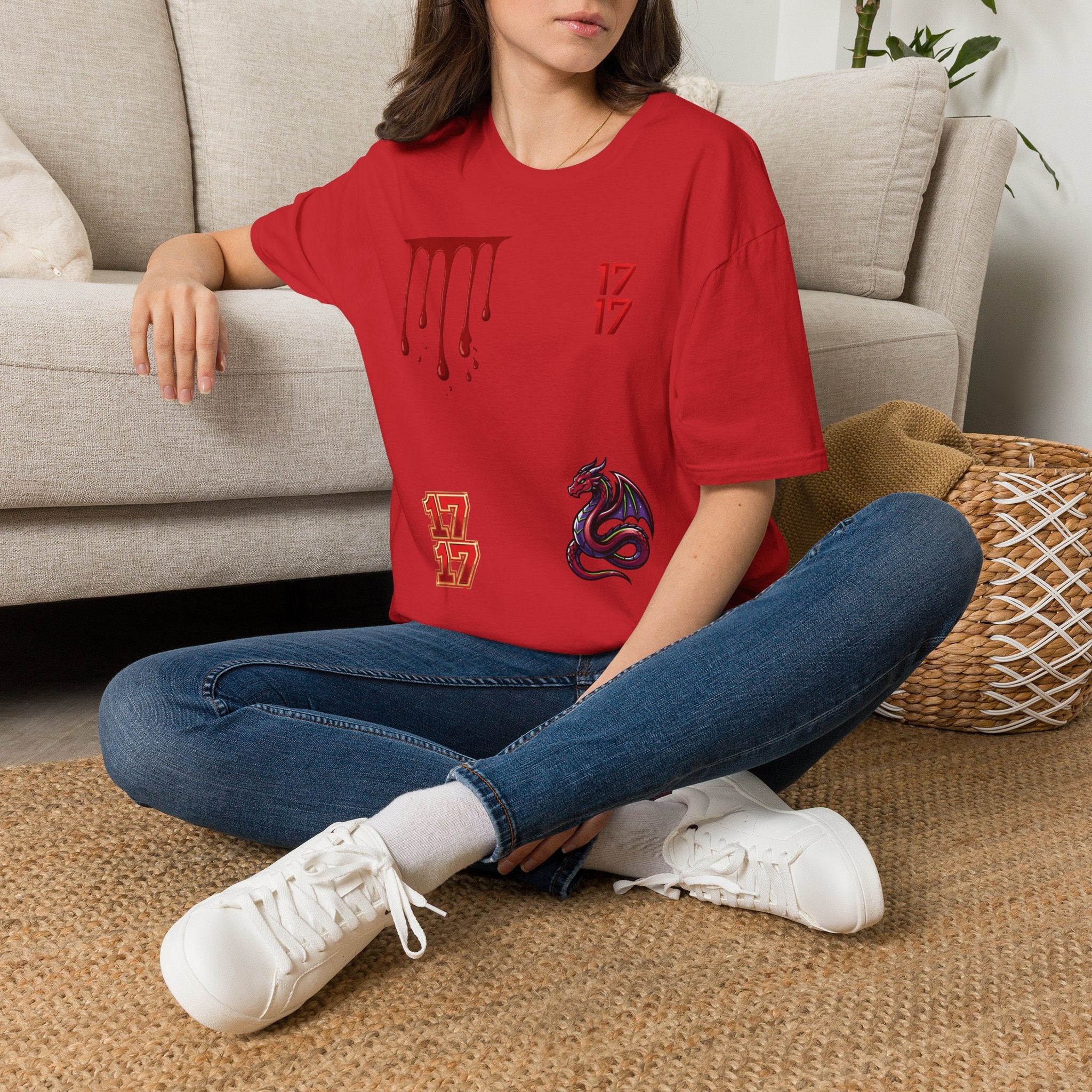 Graphic T-Shirt — Dripping Blood & 17/17 Snake Design