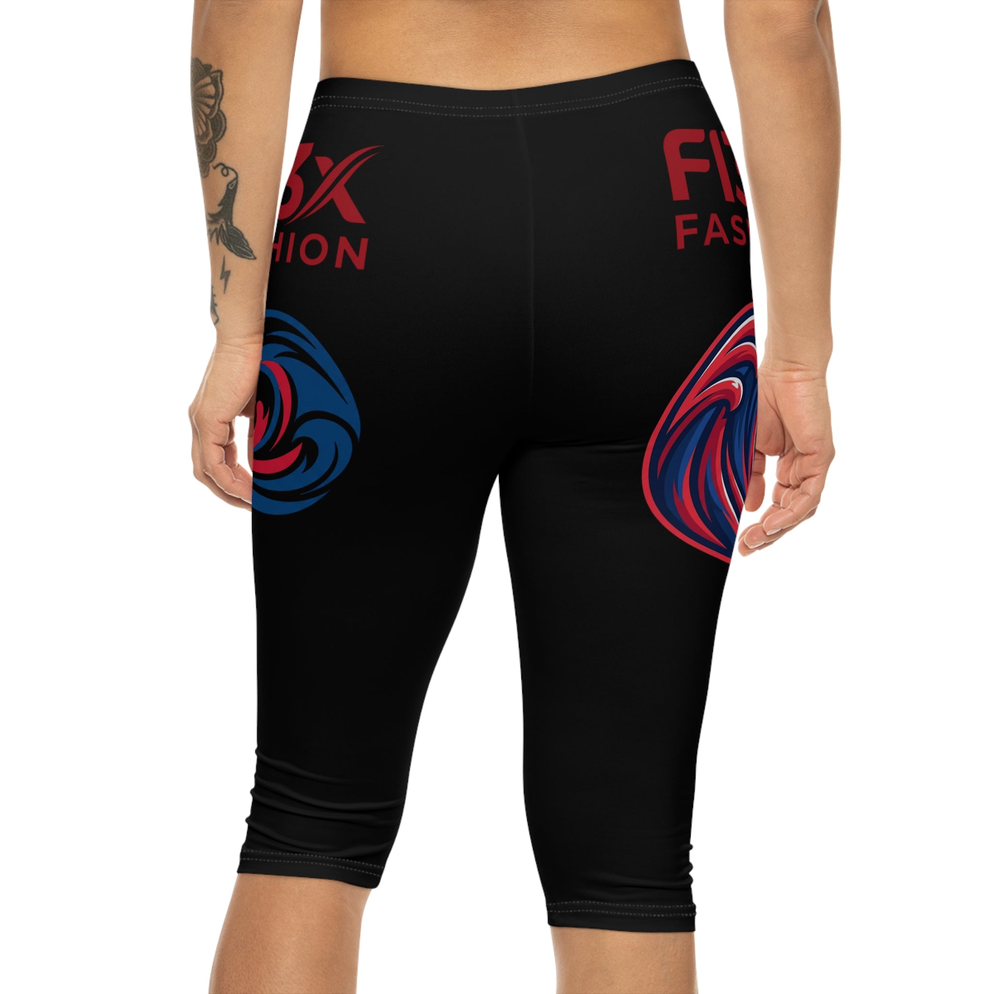 Wave Logo Capri Leggings — Women’s Athletic AOP Crop Pants