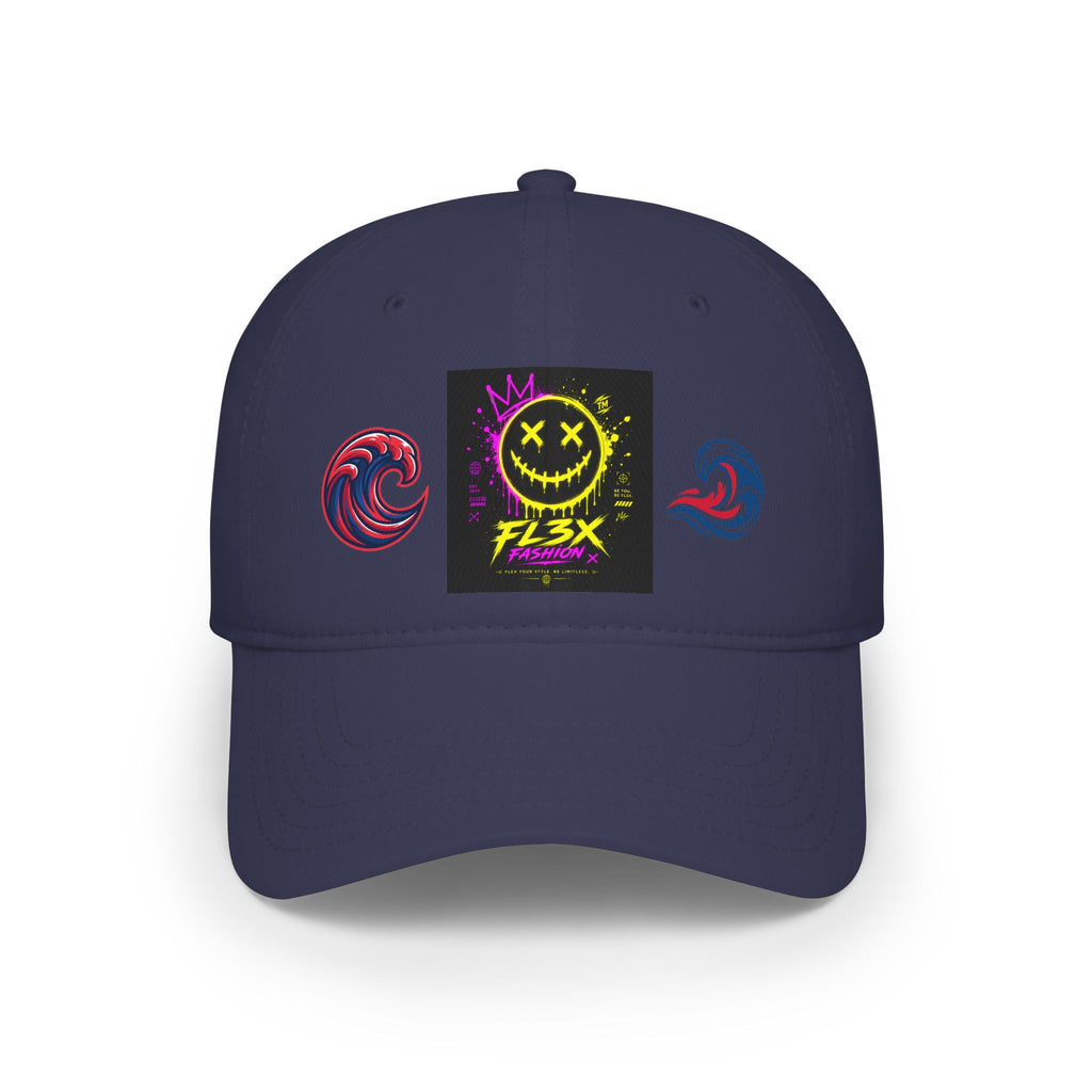 Low Profile Baseball Cap — Neon Grin Streetwear Hat with 'FL3X' Graphic
