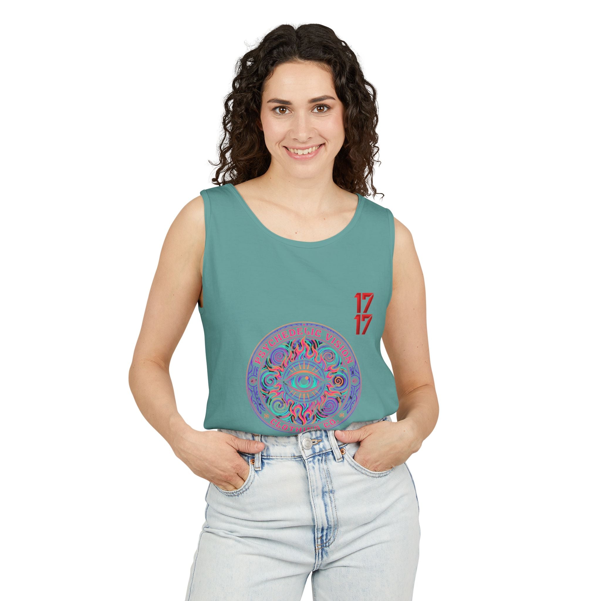 Psychedelic Vision Tank Top — Retro Eye Mandala Graphic