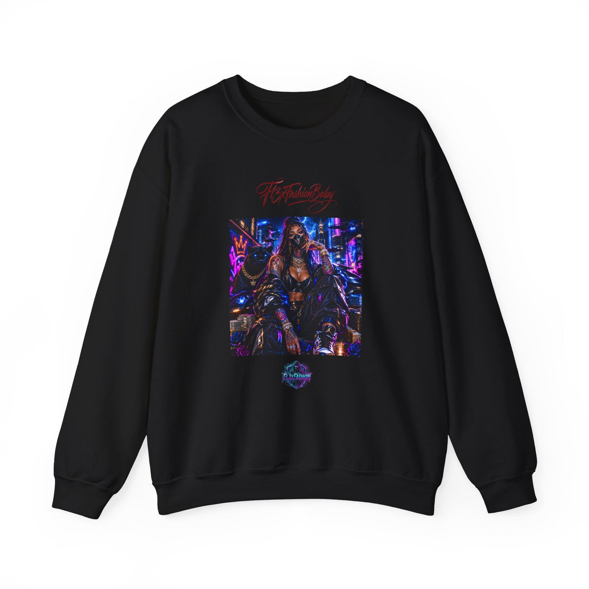 Crewneck Sweatshirt — Futuristic Neon City Graphic