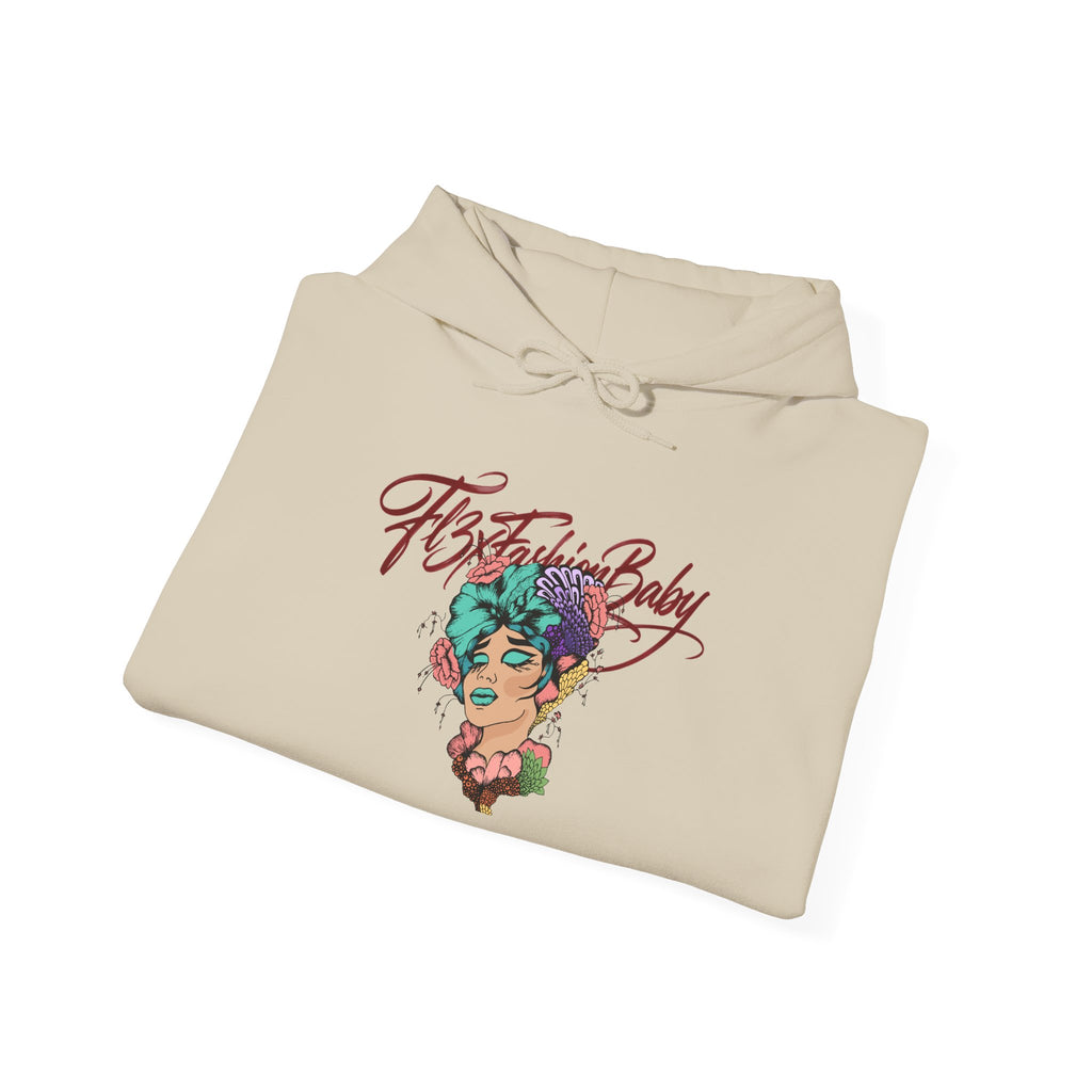 Hoodie — "Fate, Time Baby" Colorful Floral Portrait Graphic Hoodie