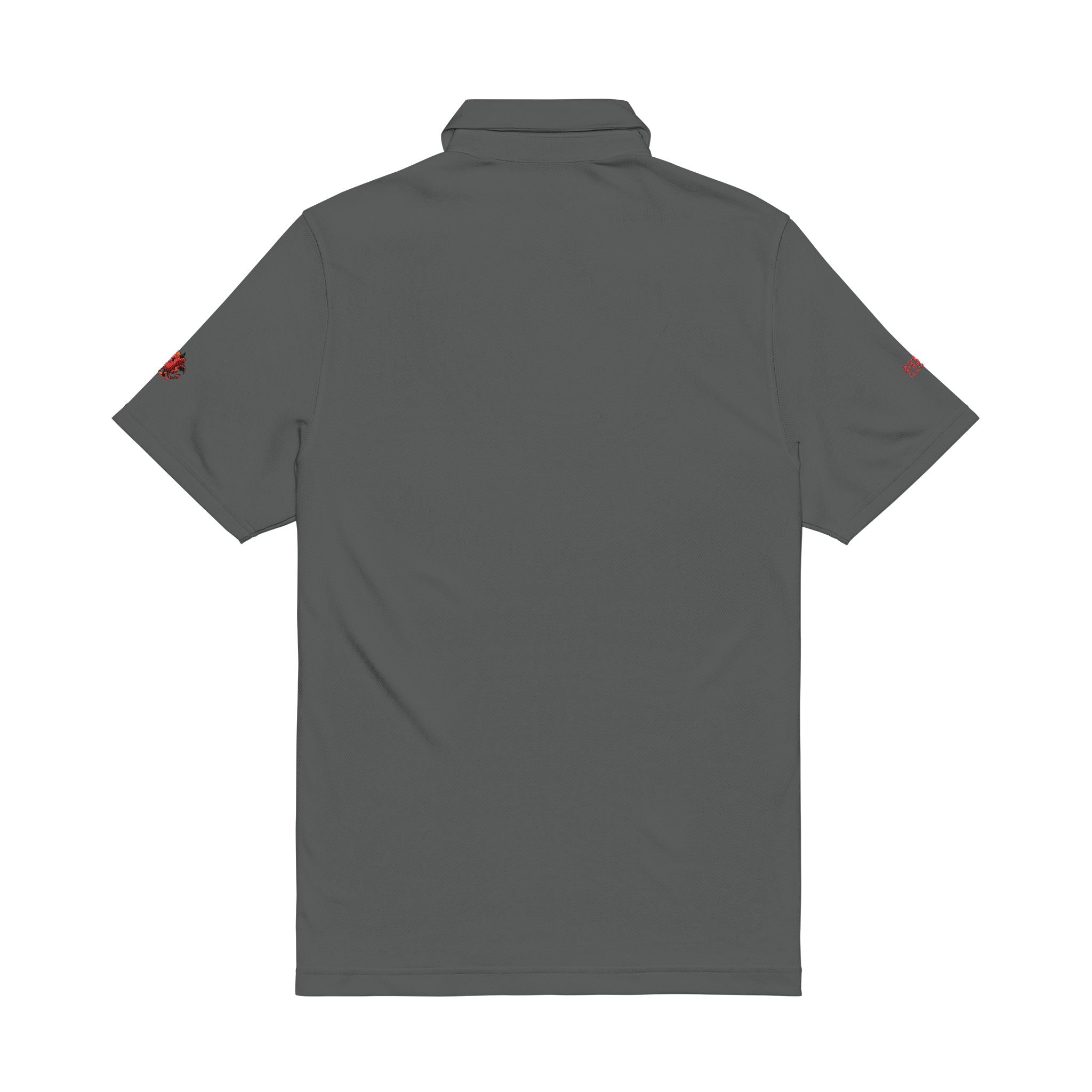 Embroidered Devil Mascot Men's Polo — White Performance Golf Shirt