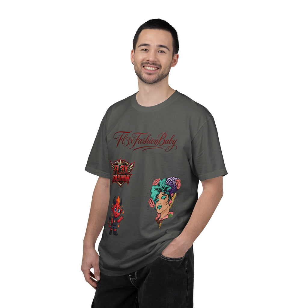 Artistic Floral Portrait T-Shirt — 'Fl3xFashionBaby' Graphic Tee