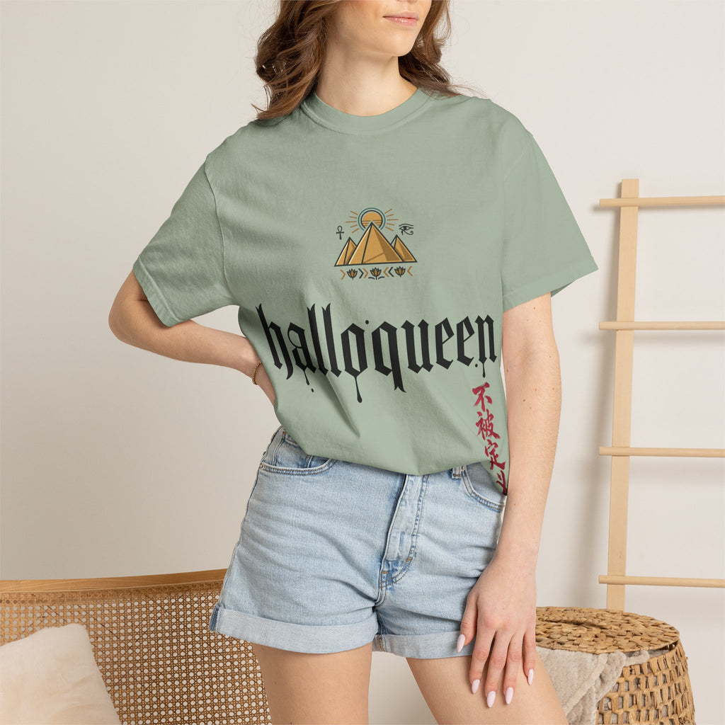 Halloqueen Graphic T-Shirt — Gothic Pyramid & All-Seeing Eye Streetwear