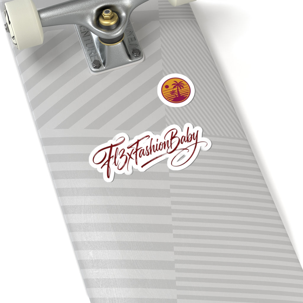 Kiss-Cut Sticker — FtbxFashionBaby Script Logo & Tropical Palm Decal