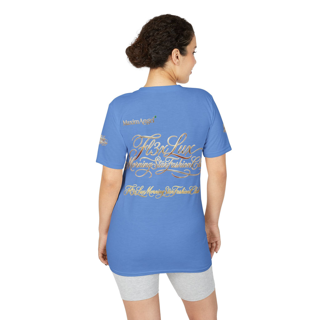 Luxury Gold Script Performance T-Shirt — F3xLux Morning Stay Fashion Club Design