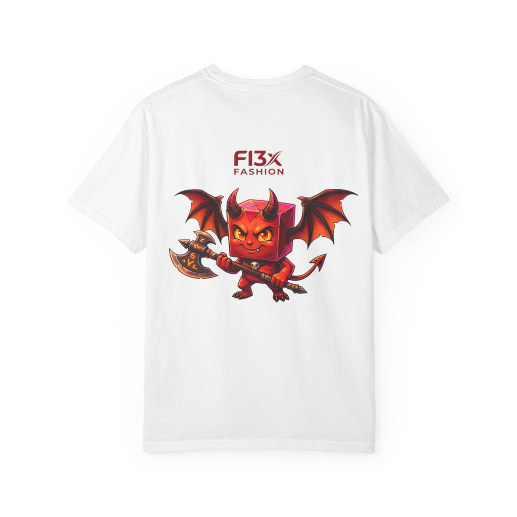Devil Mascot T-Shirt — 'F13X Fashion' Graphic Tee (Front Chest & Back Print)