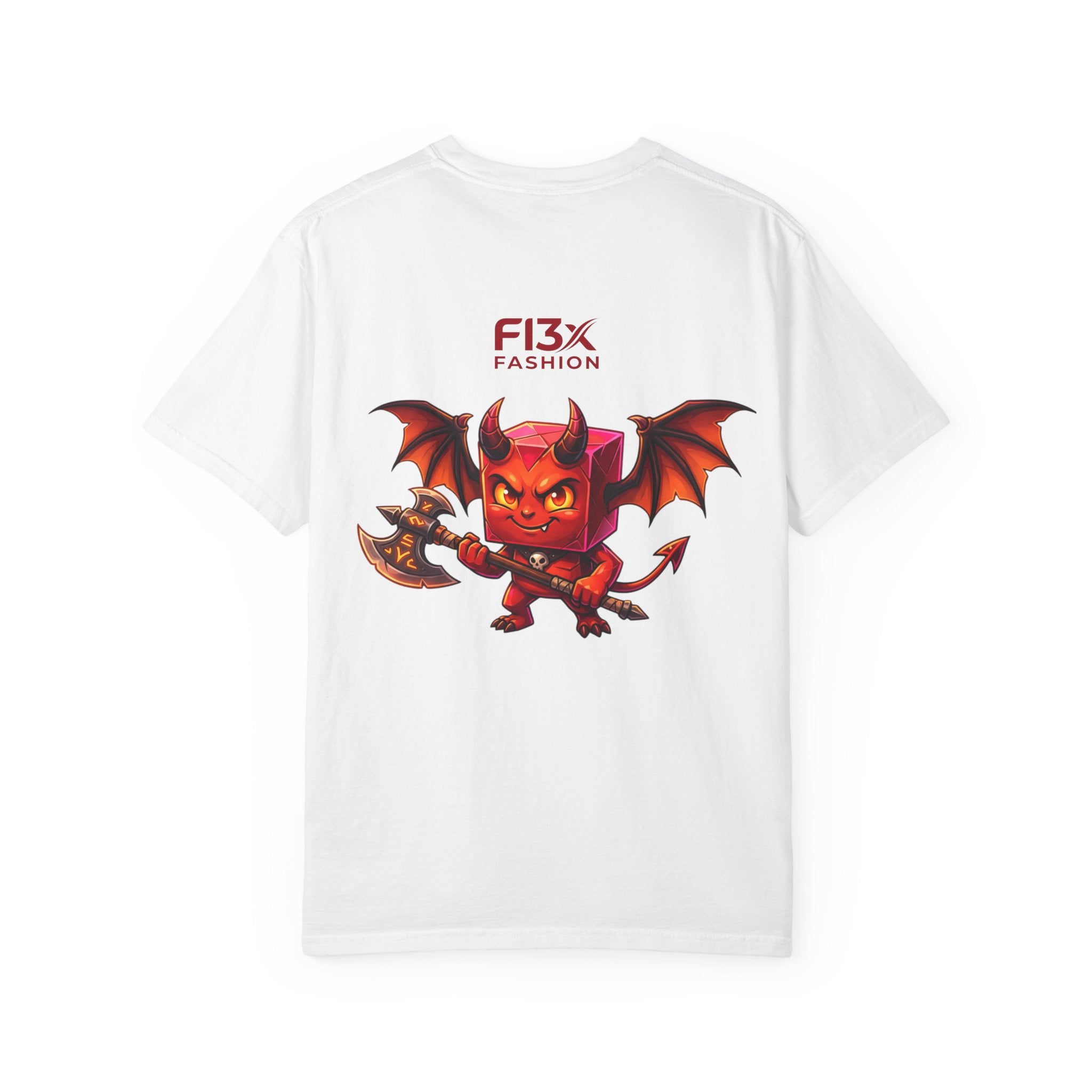 Devil Mascot T-Shirt — 'F13X Fashion' Graphic Tee (Front Chest & Back Print)