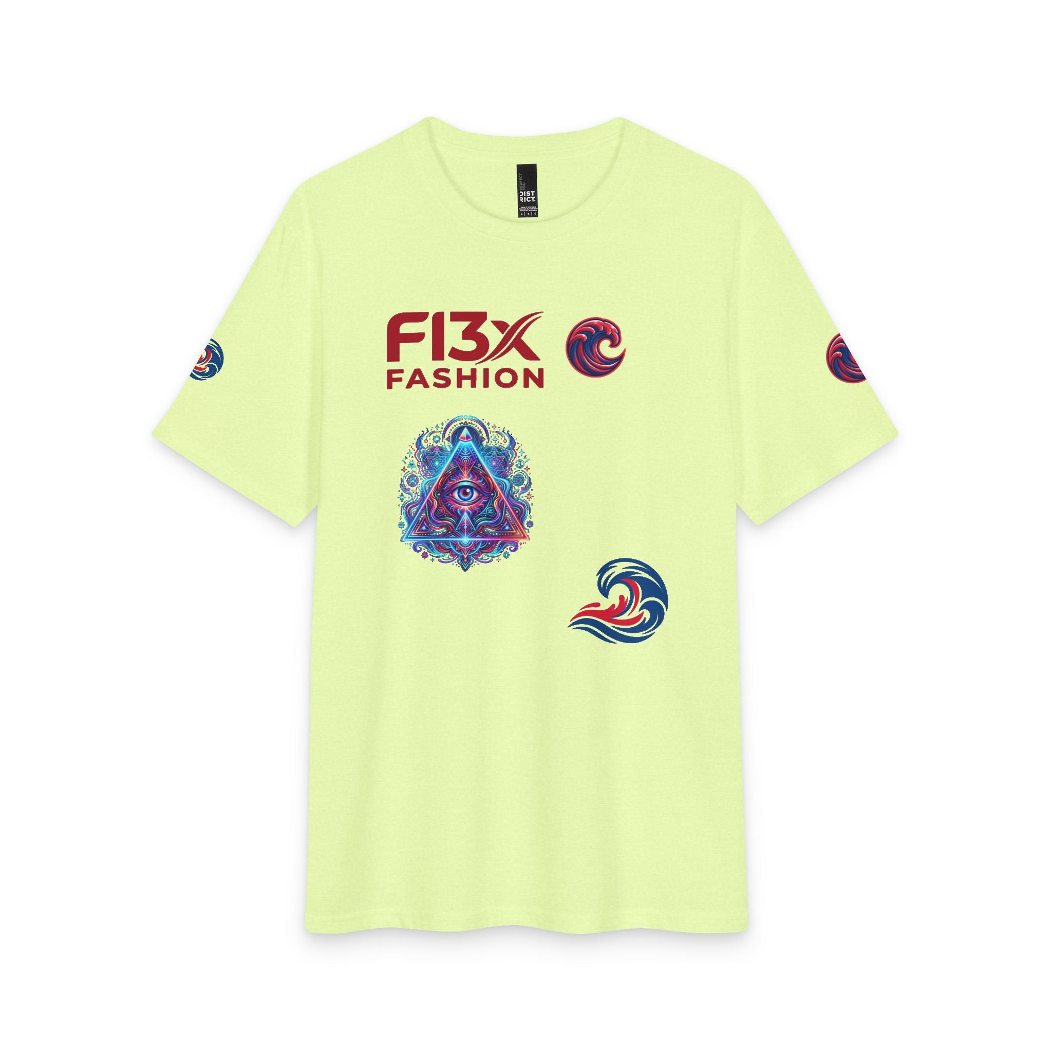 Graphic Tee — 'F13x Fashion' Red & Blue Wave Art T-Shirt