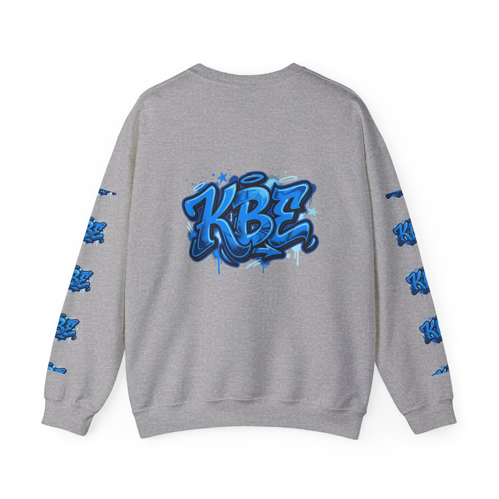KBZ Graffiti Crewneck Sweatshirt – Streetwear Pullover with Blue Urban Tag Design