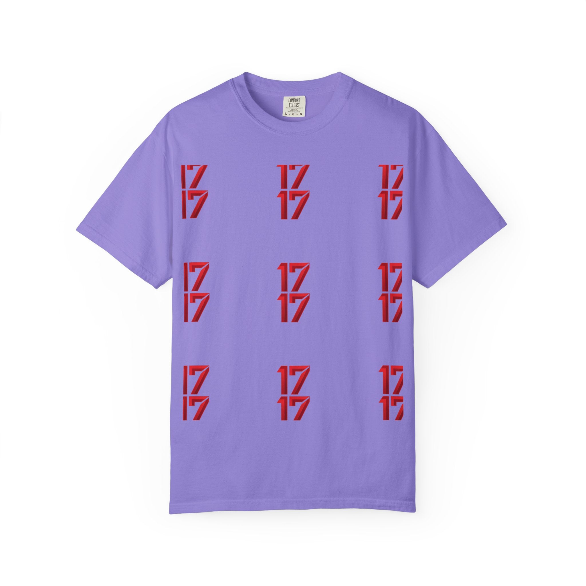17 Pattern Graphic T-Shirt — Repeating Red Logo Tee