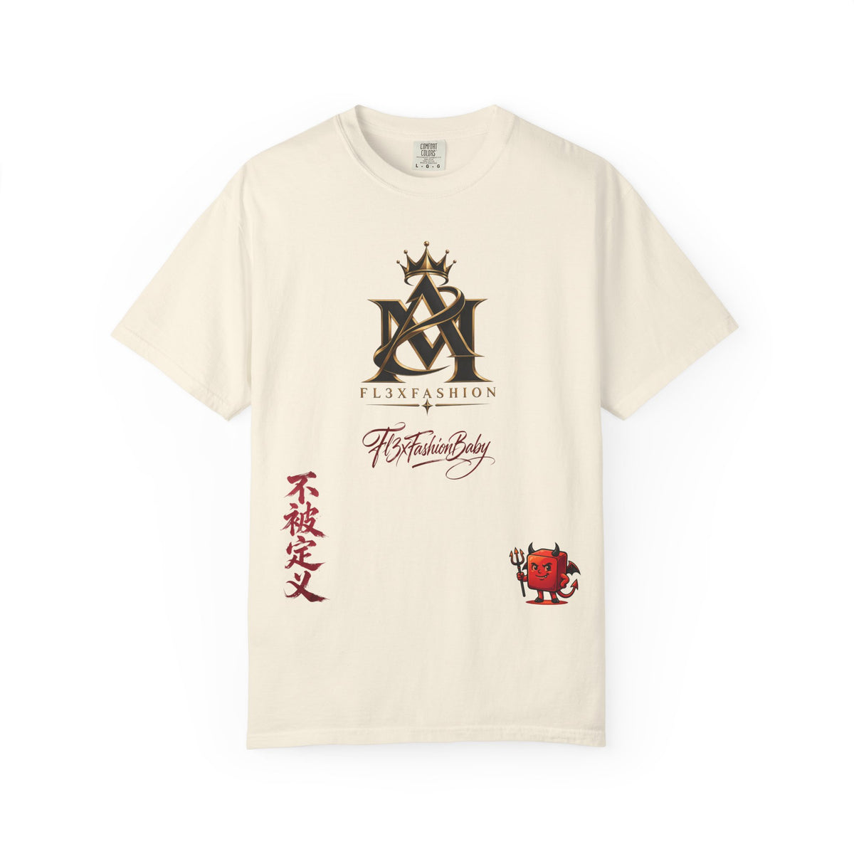 Graphic T-Shirt — Urban Asian-Inspired Logo Tee with Kanji & Devil Icon