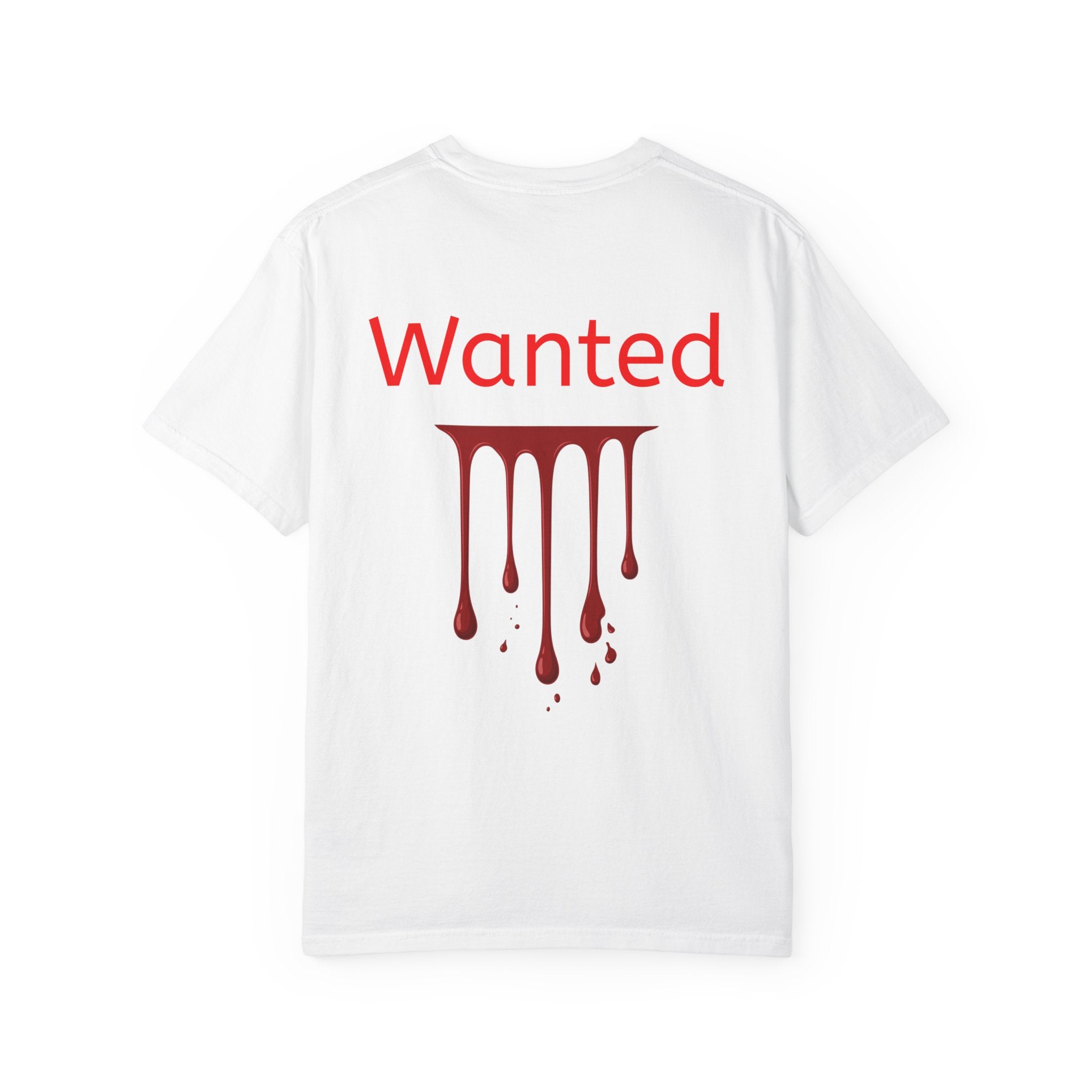 Graphic T-Shirt — Vintage Pyramid Collage with 'Wanted' Drip Design