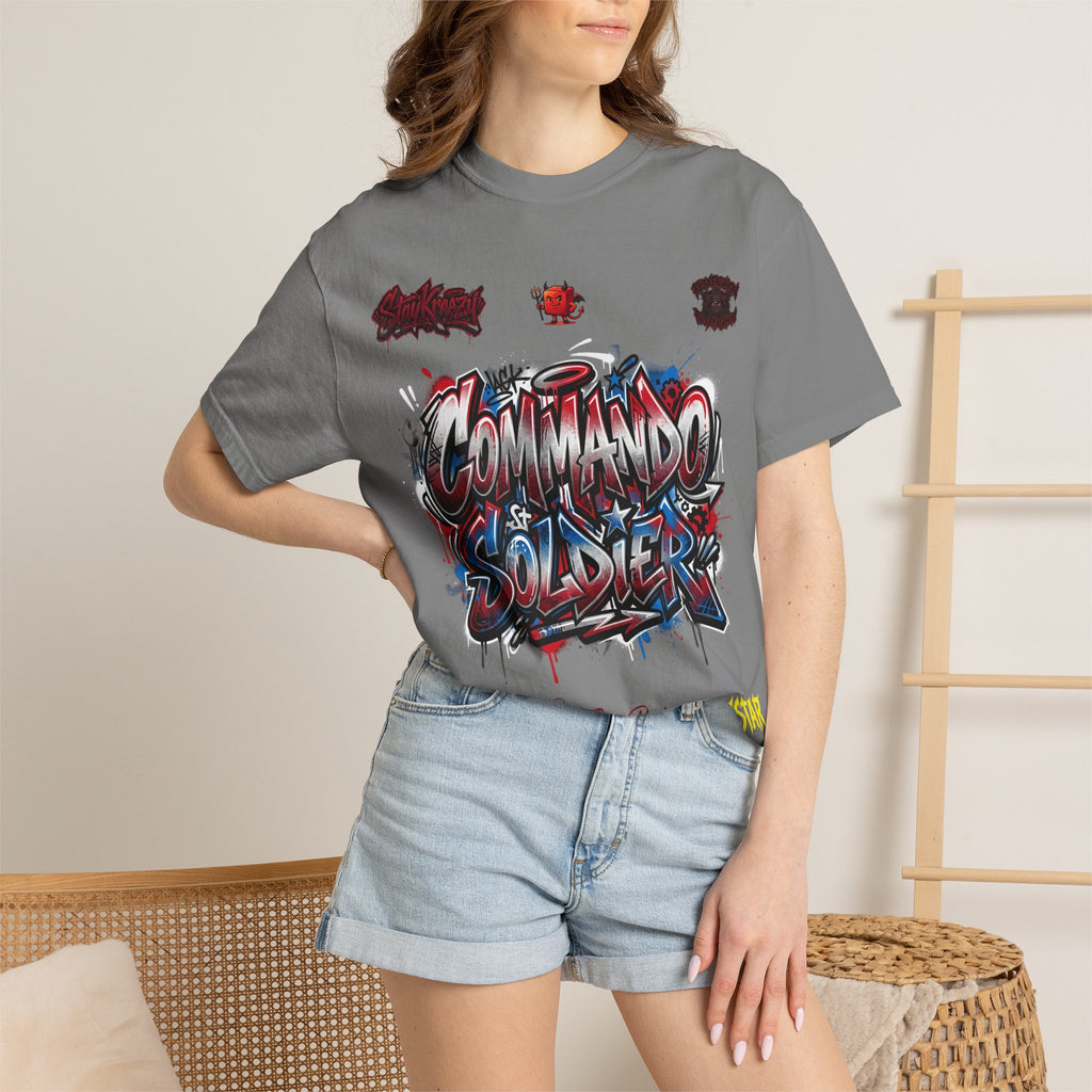 Commando Soldier Graphic T-Shirt — Streetwear Graffiti Design