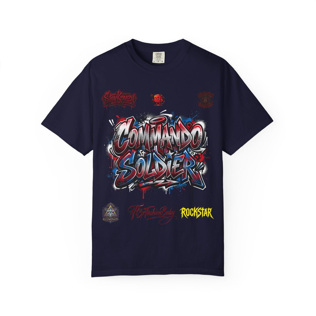 Commando Soldier Graphic T-Shirt — Streetwear Graffiti Design