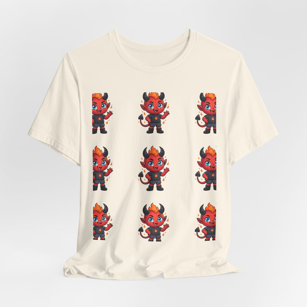 Cute Red Devil Pattern Tee — Kawaii Devil Graphic T-Shirt