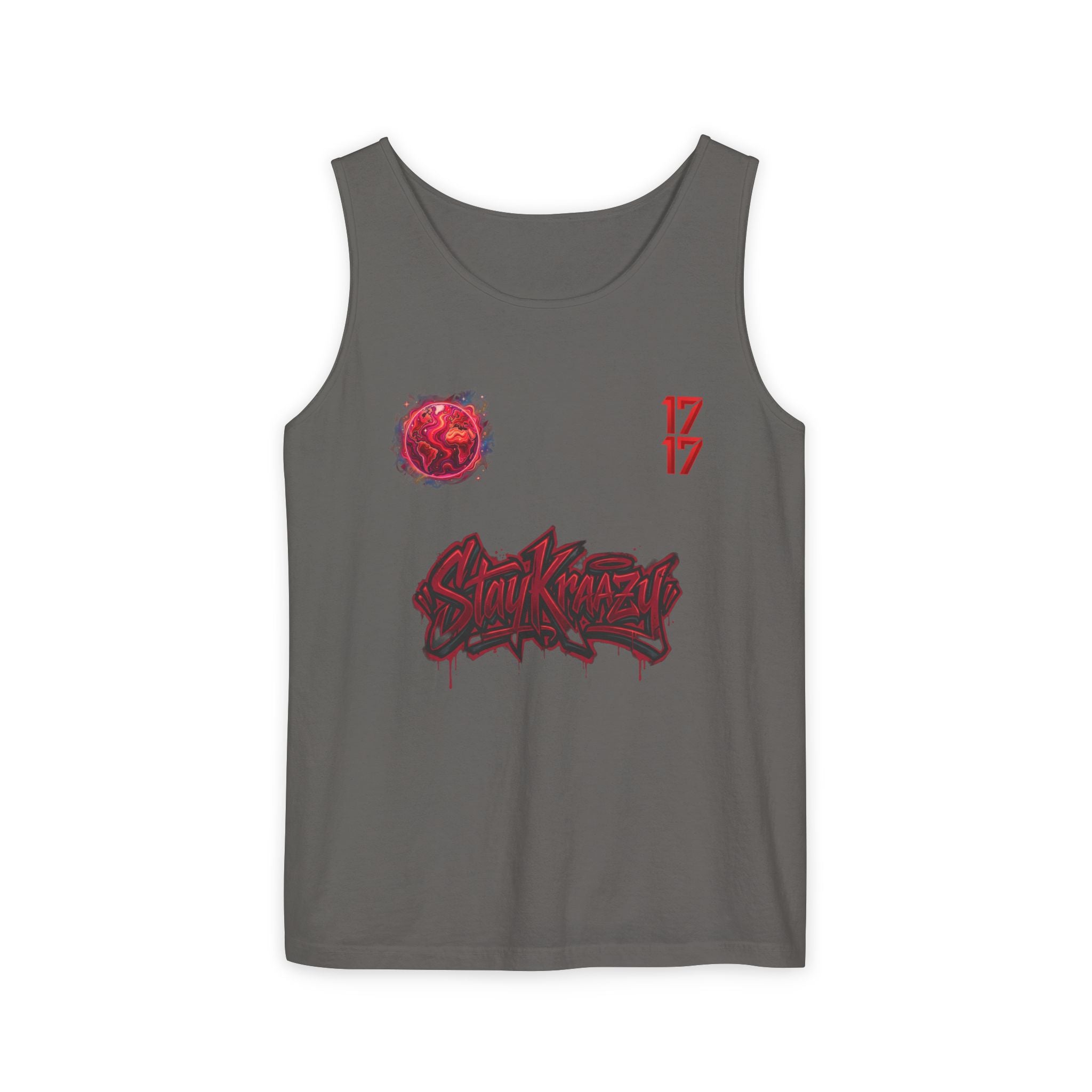 Red Planet Graphic Tank Top — '17/17' Streetwear Planet Design