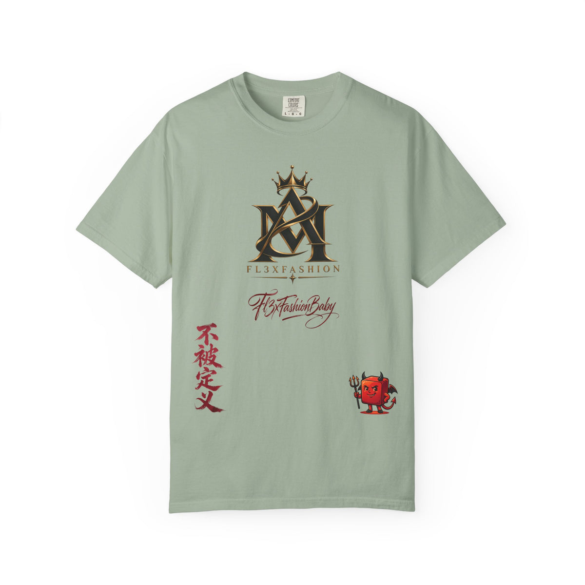 Graphic T-Shirt — Urban Asian-Inspired Logo Tee with Kanji & Devil Icon