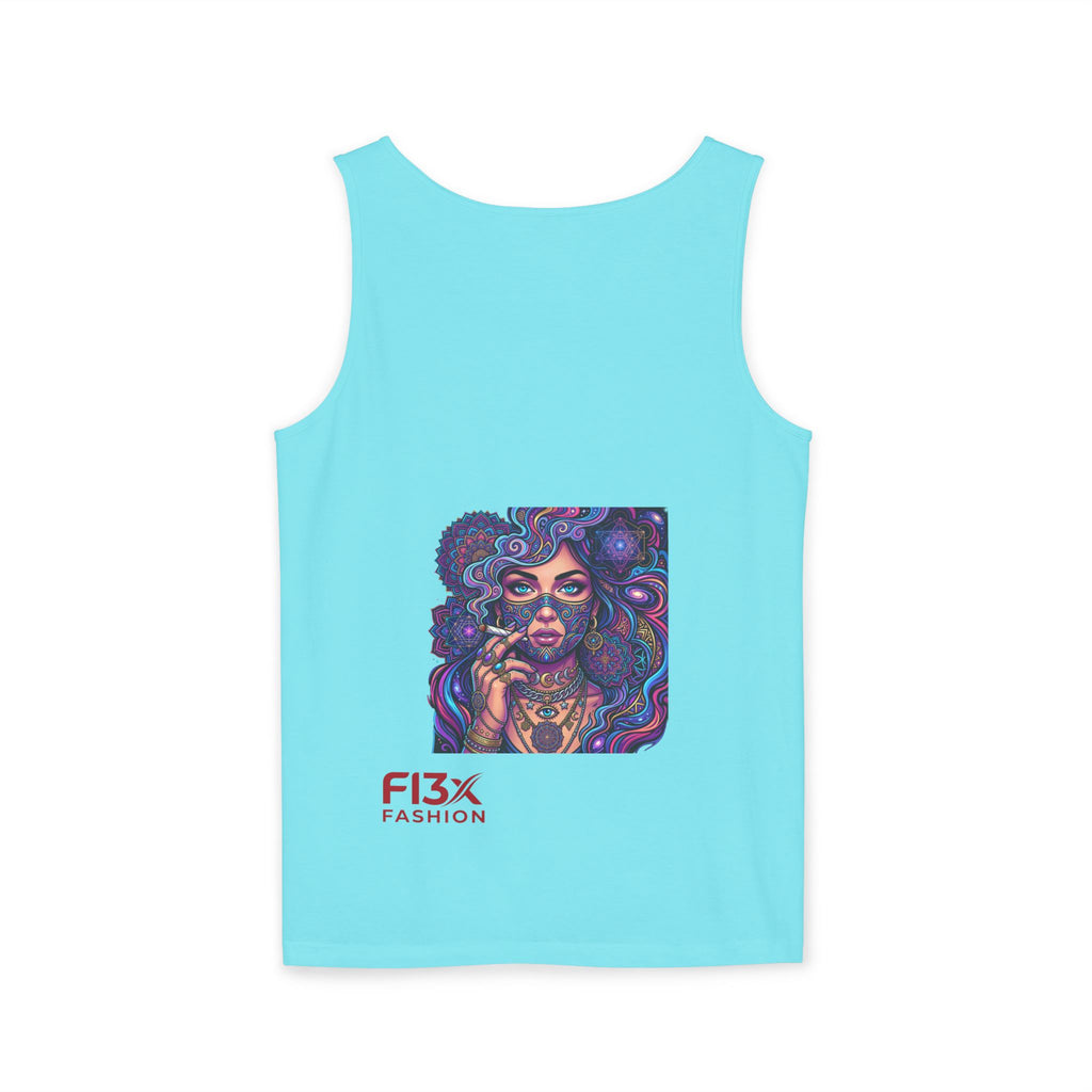 Graphic Tank Top - Colorful Cosmic Woman Illustration