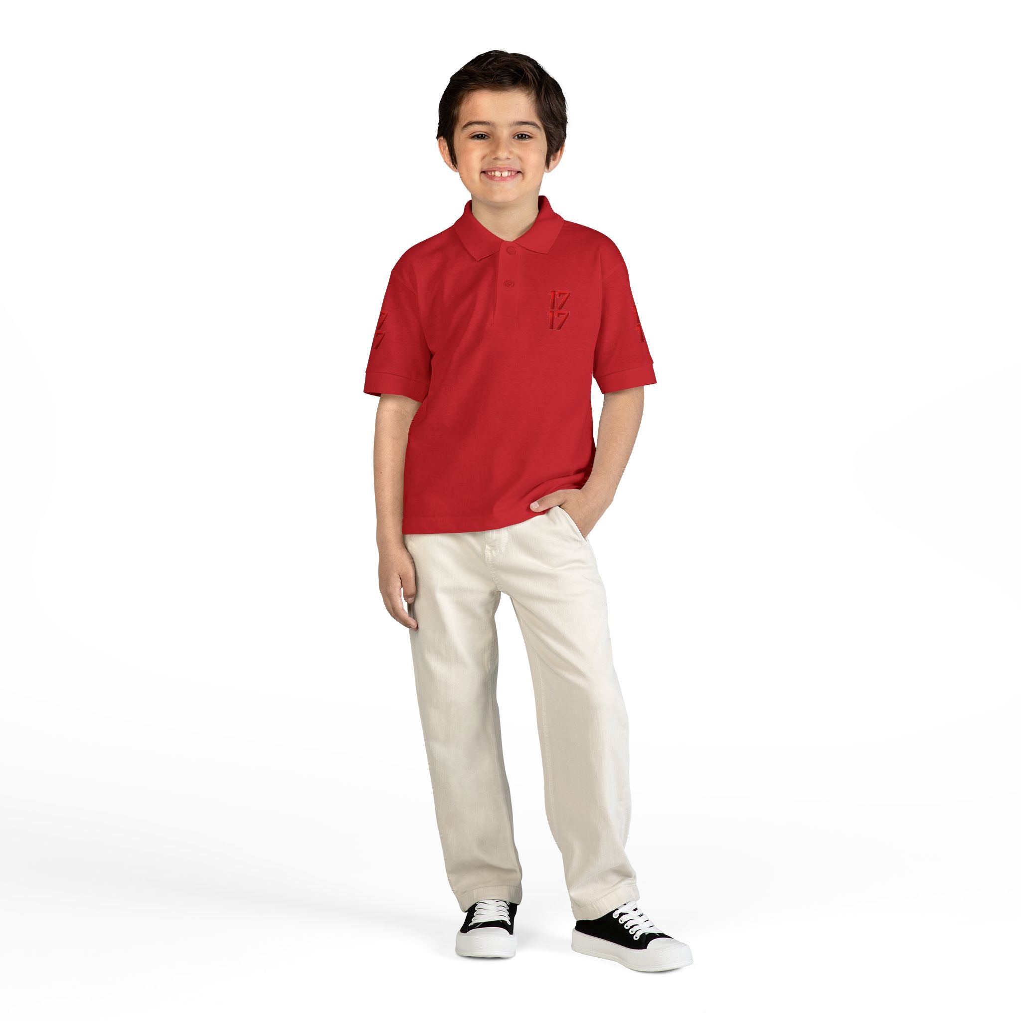 Youth Polo — Red 17 Graphic School Spirit Polo