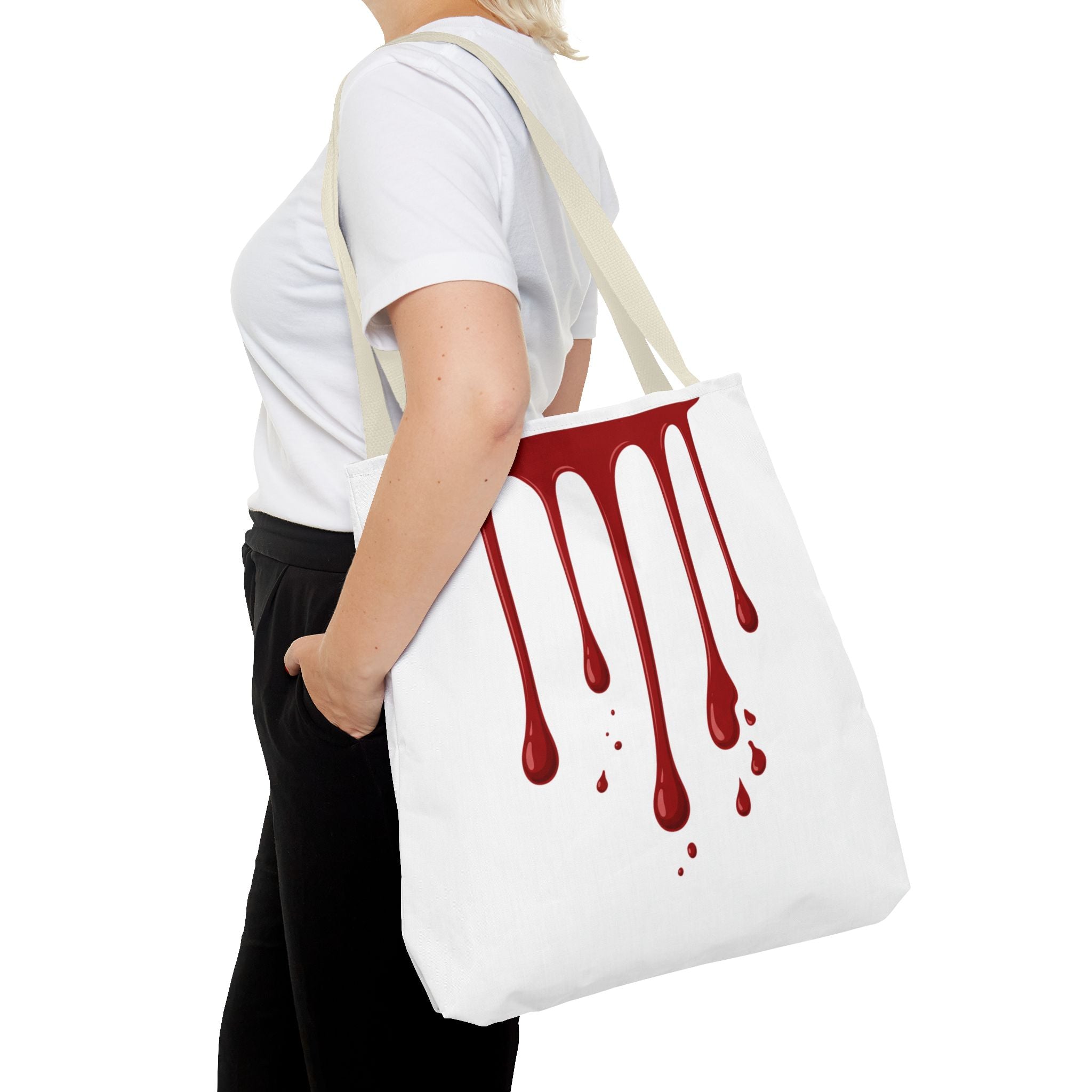 Dripping Blood Graphic Tote Bag — Red Horror Aesthetic Tote