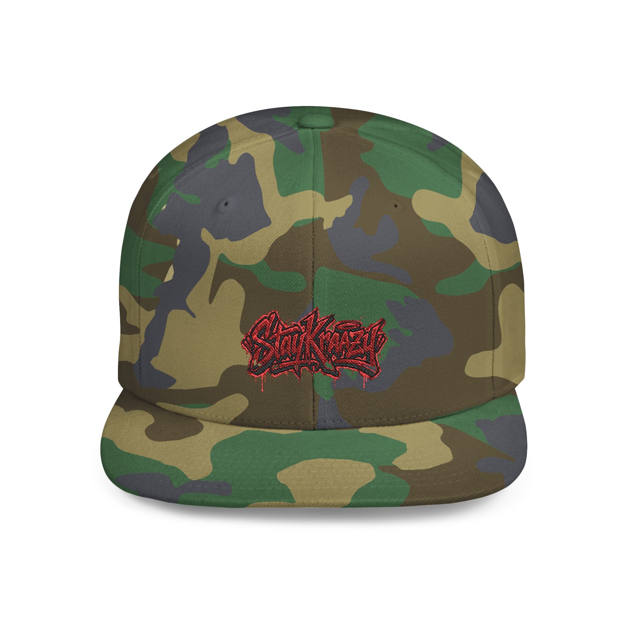 Snapback Hat — Red Graffiti Logo Flat Bill Cap