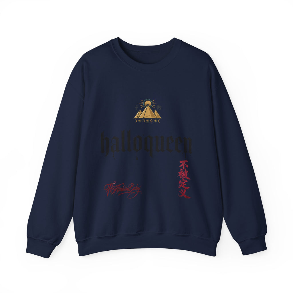 Halloqueen Crewneck Sweatshirt — Gothic Script Halloween Pullover