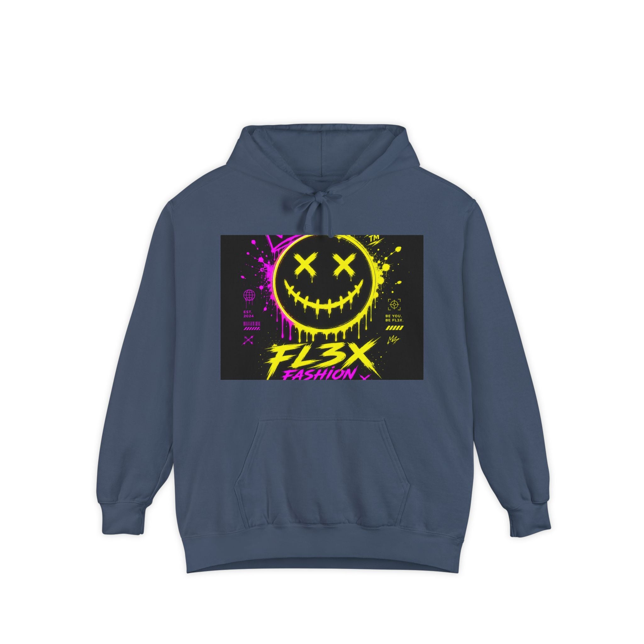 Graffiti Smiley Hoodie — FL3X Neon Streetwear Pullover