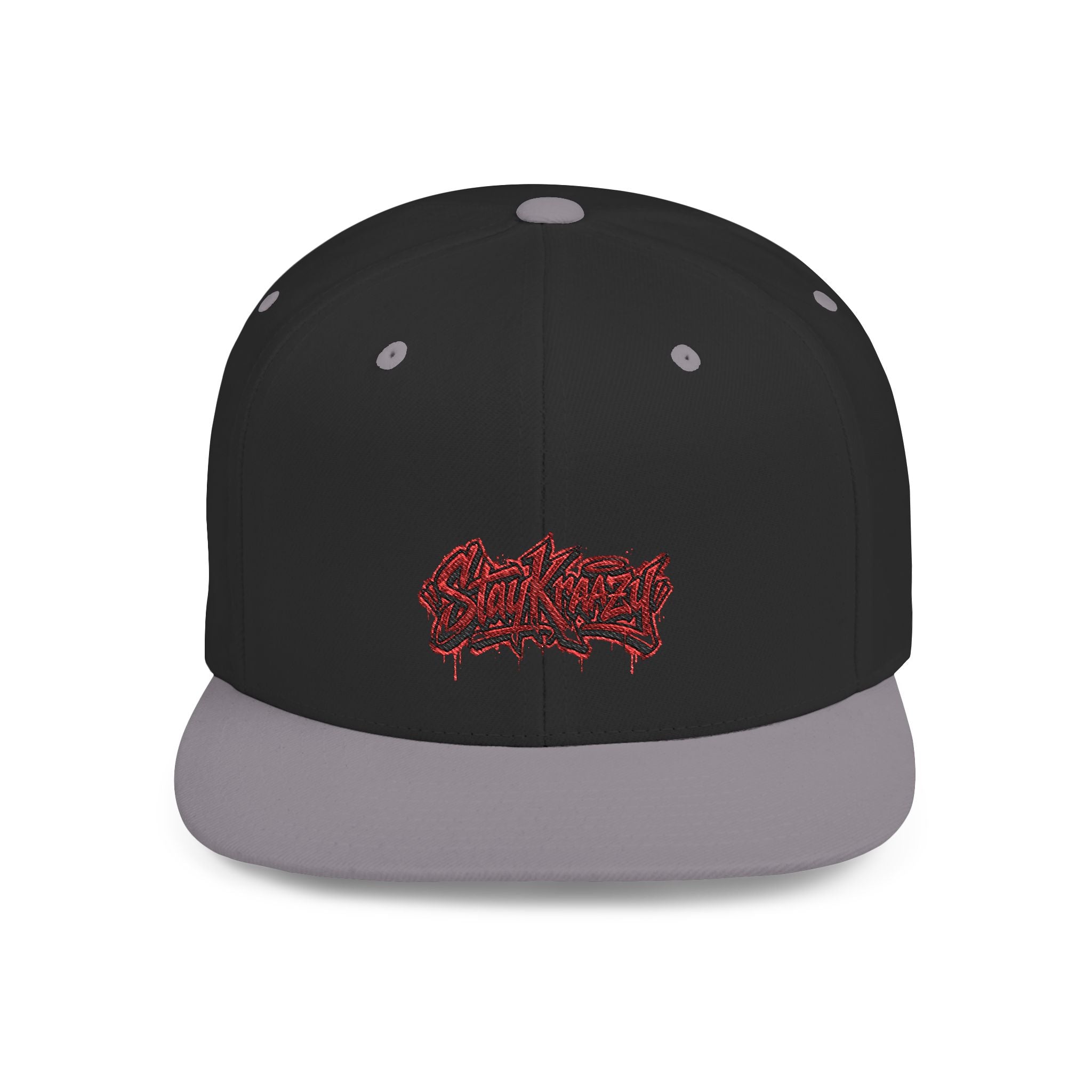 Snapback Hat — Red Graffiti Logo Flat Bill Cap