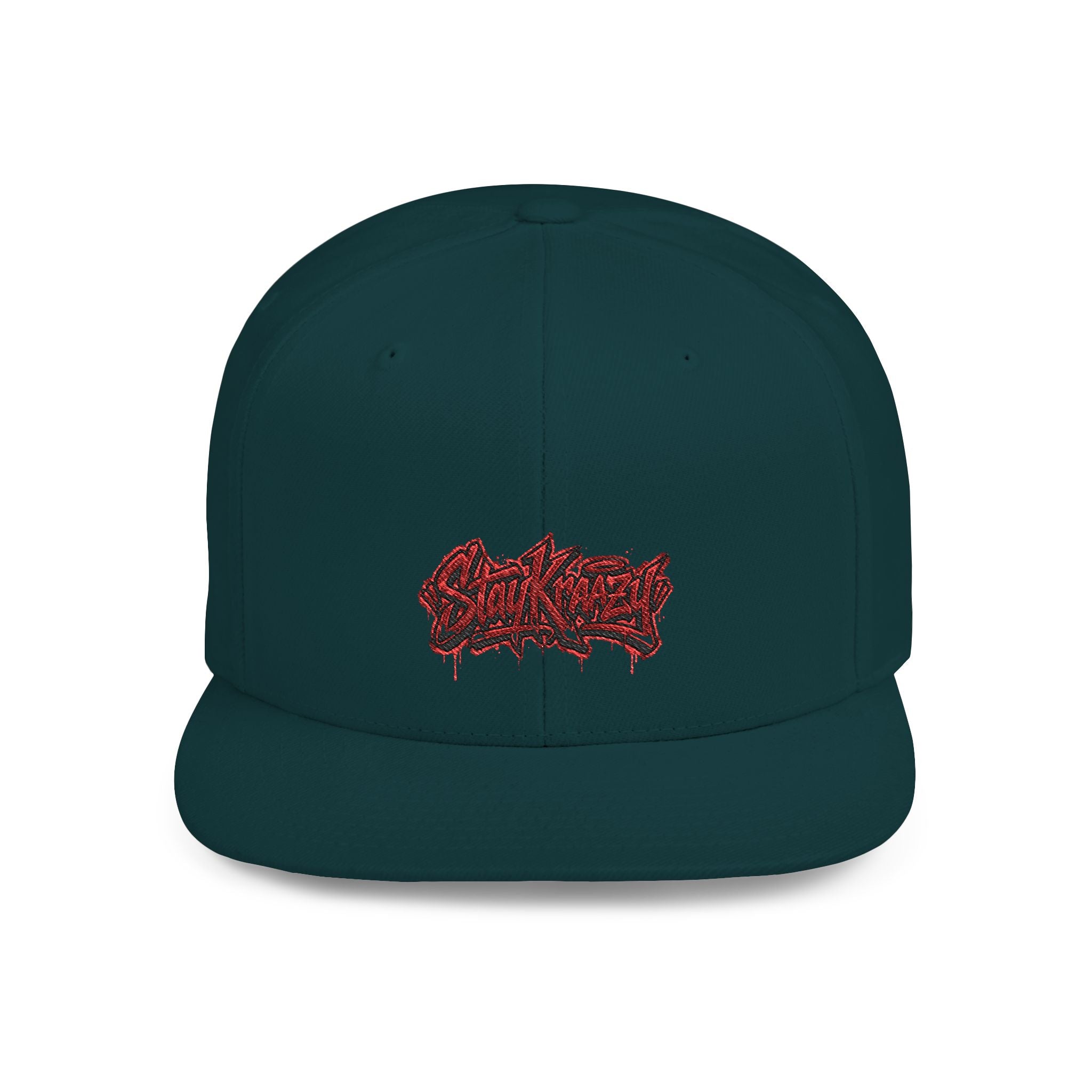 Snapback Hat — Red Graffiti Logo Flat Bill Cap