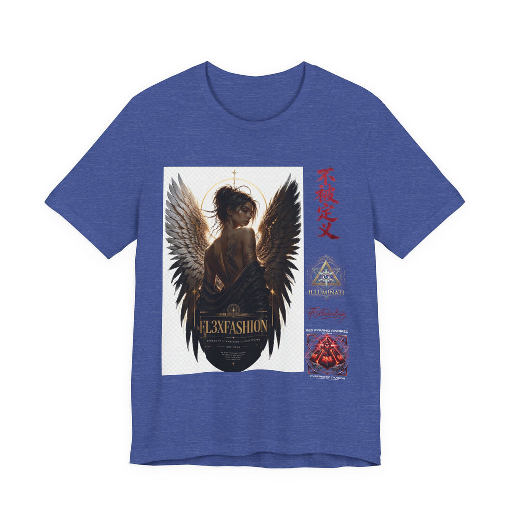 Angel Wings Graphic Tee — '不被定义' Asian-Inspired Dark Angel T-Shirt