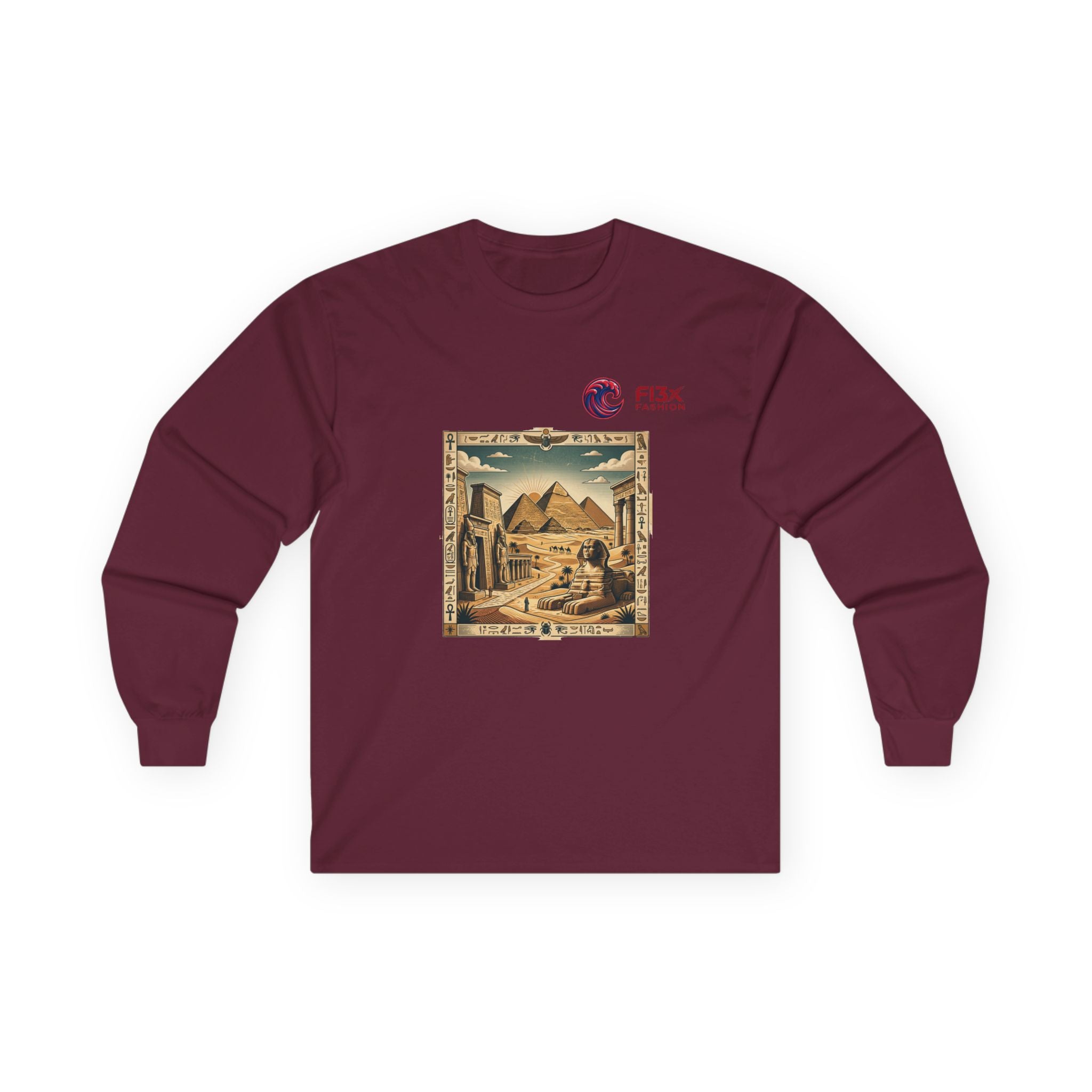 Egyptian Pyramids Vintage Graphic Long Sleeve Tee