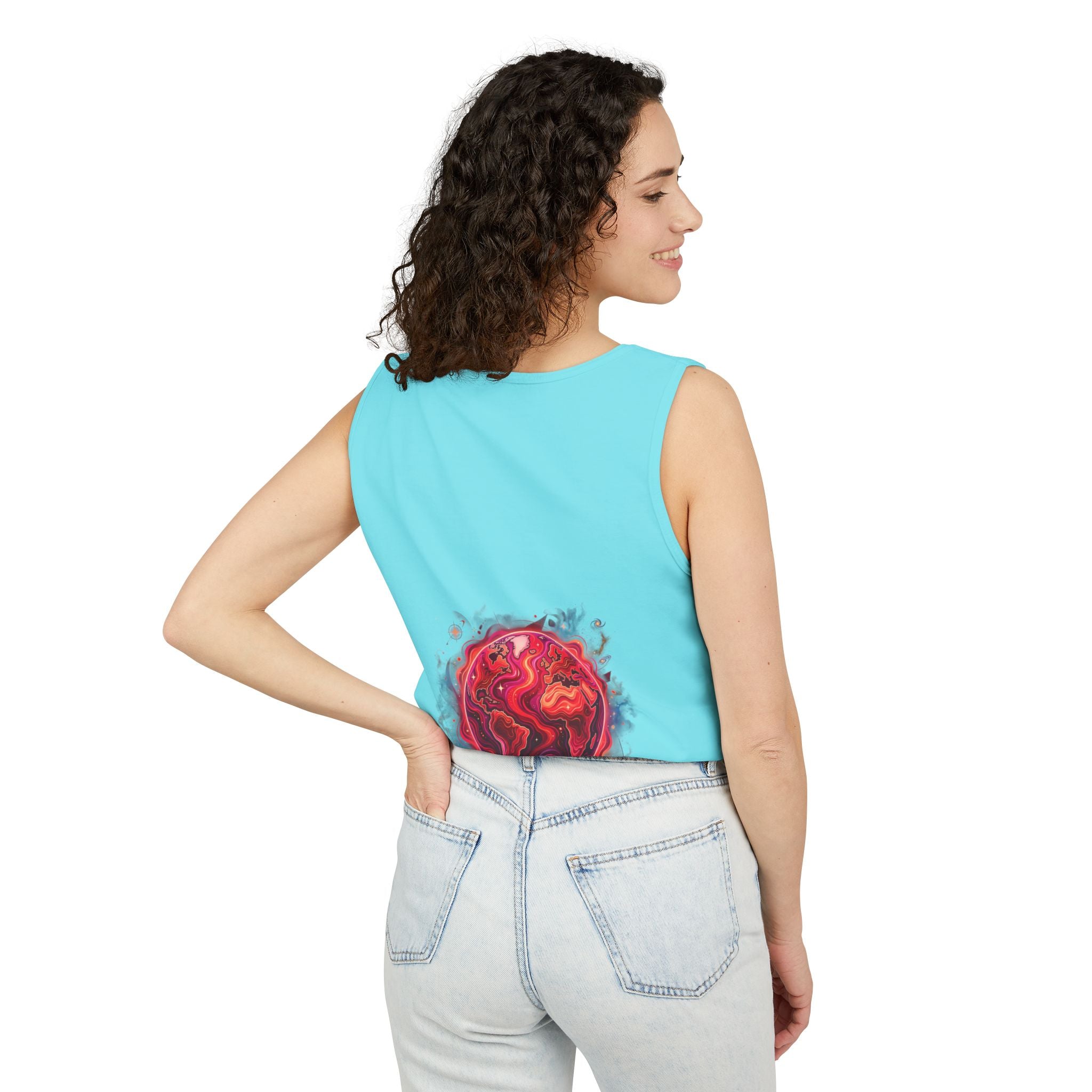 Red Planet Graphic Tank Top — '17/17' Streetwear Planet Design