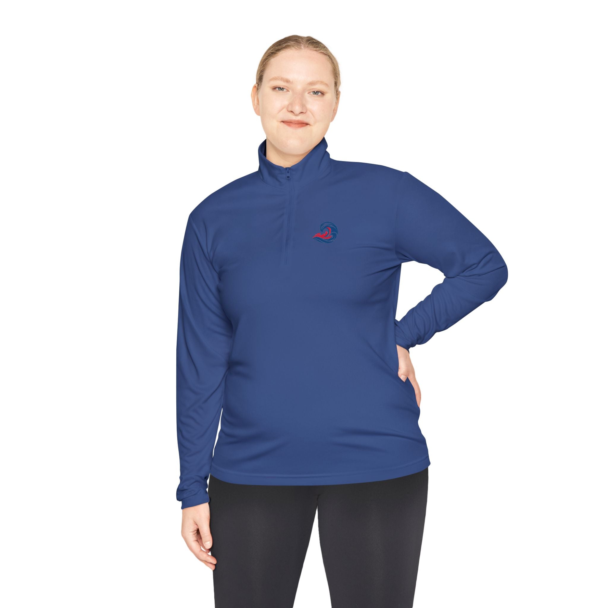 Quarter-Zip Pullover — Coastal Wave Logo Pullover with Back Graphic