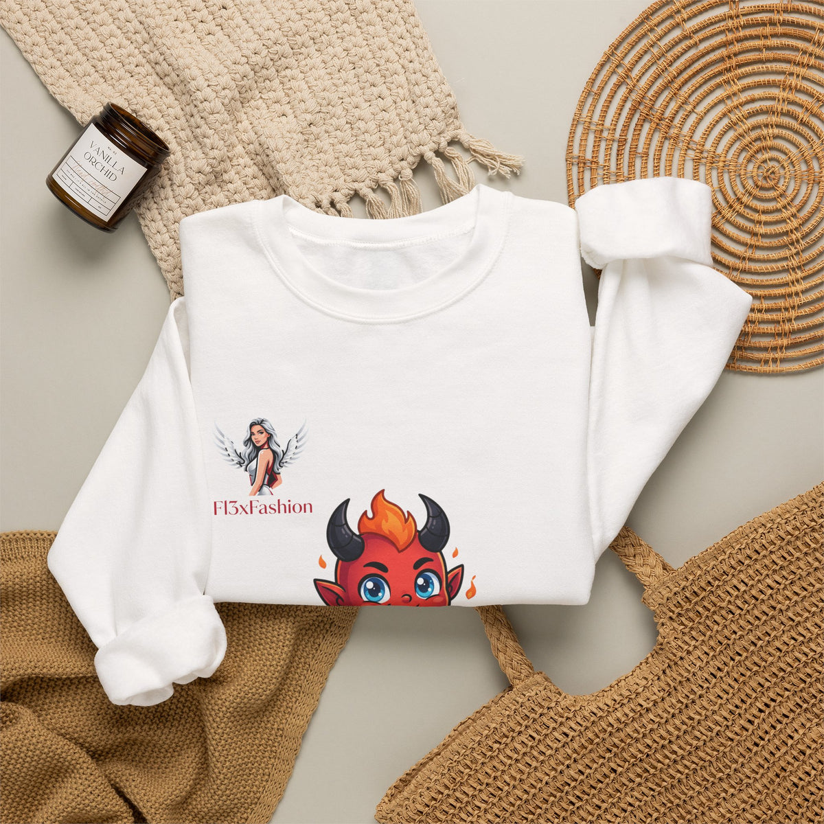Devil Baby Crewneck Sweatshirt - Cute Red Demon Graphic