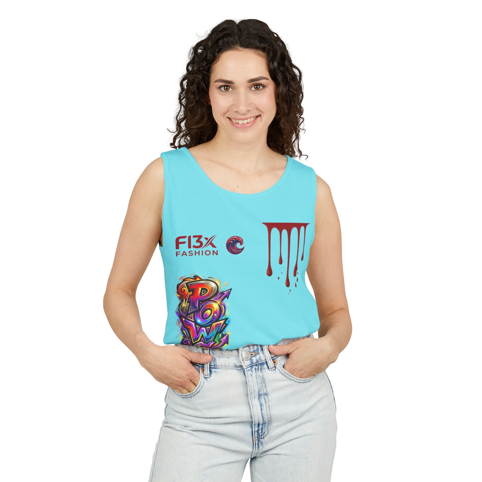 Graphic Tank Top — Colorful Street Art & Drip Logo Design