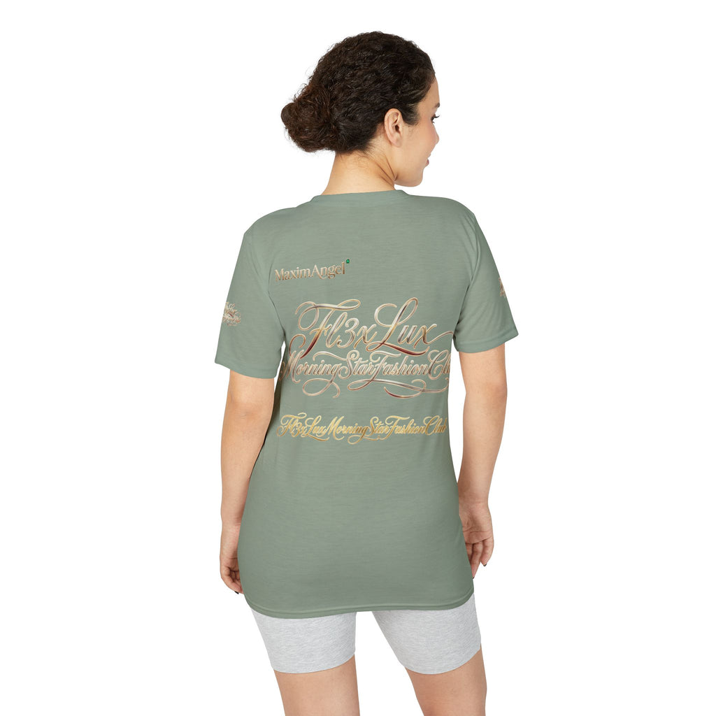 Luxury Gold Script Performance T-Shirt — F3xLux Morning Stay Fashion Club Design