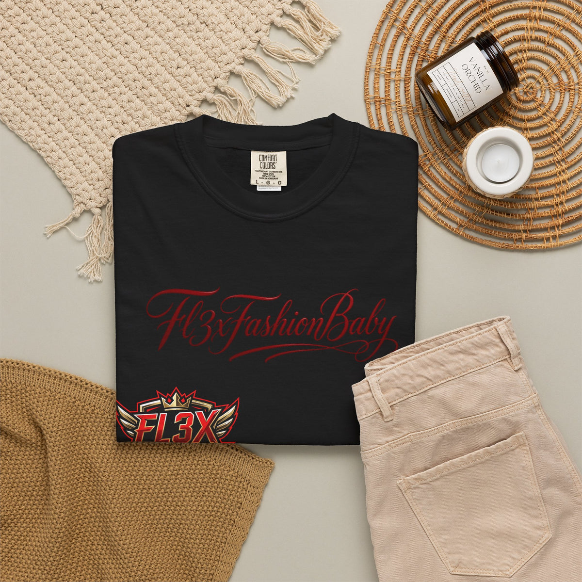 Artistic Floral Portrait T-Shirt — 'Fl3xFashionBaby' Graphic Tee