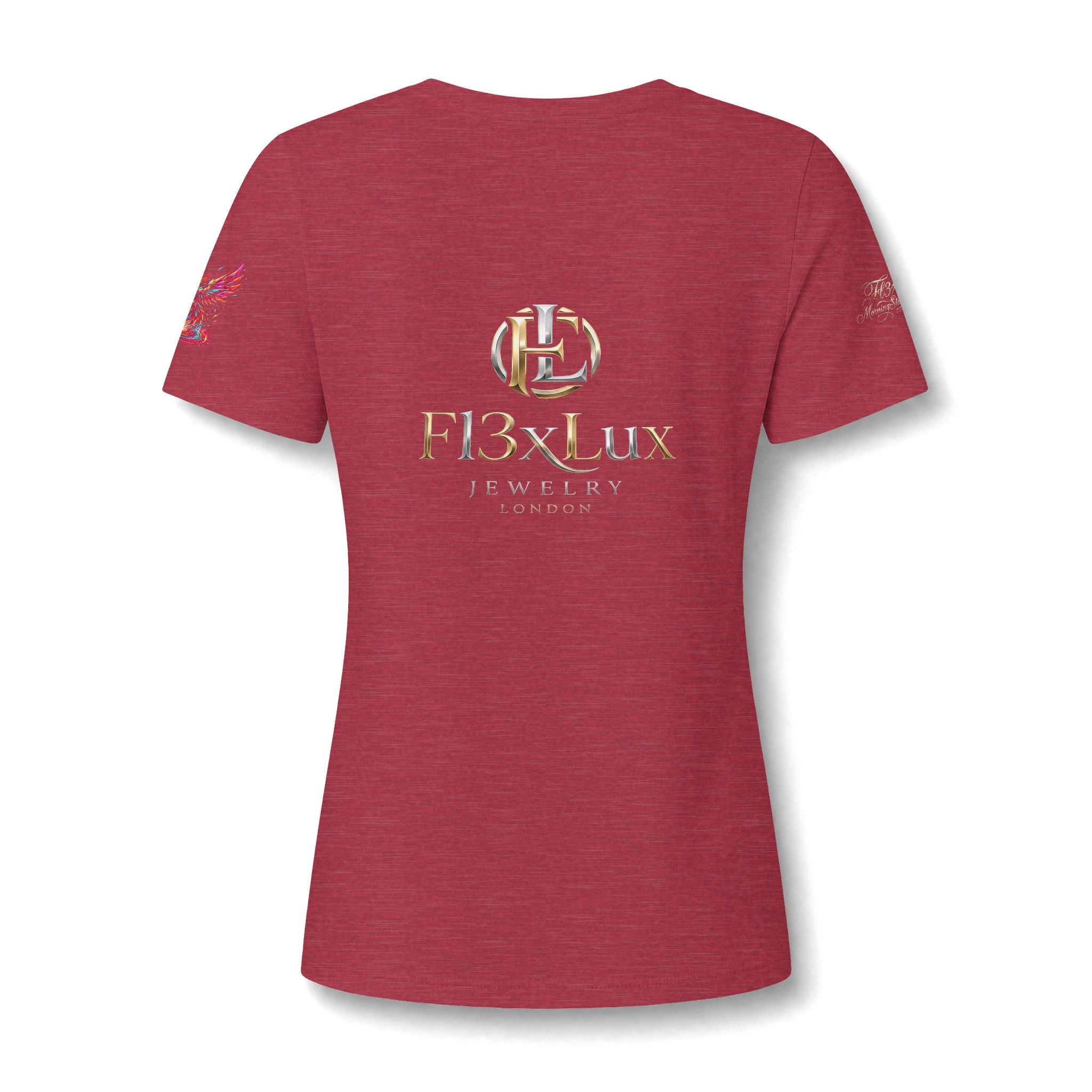 Women's V-Neck Tee — 'F13x Fashion' Floral Logo & Devil Graphic
