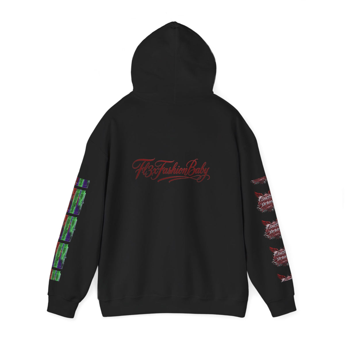 Midnight Run Hoodie — Graphic Streetwear Pullover with Sleeve Prints