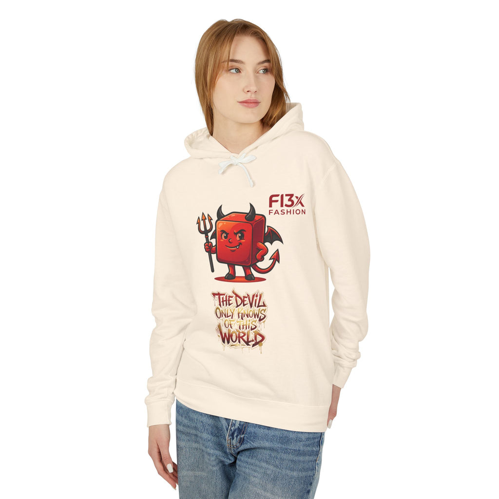 Devil Graphic Hoodie — "The Devil Only Knows of This World" Streetwear Sweatshirt