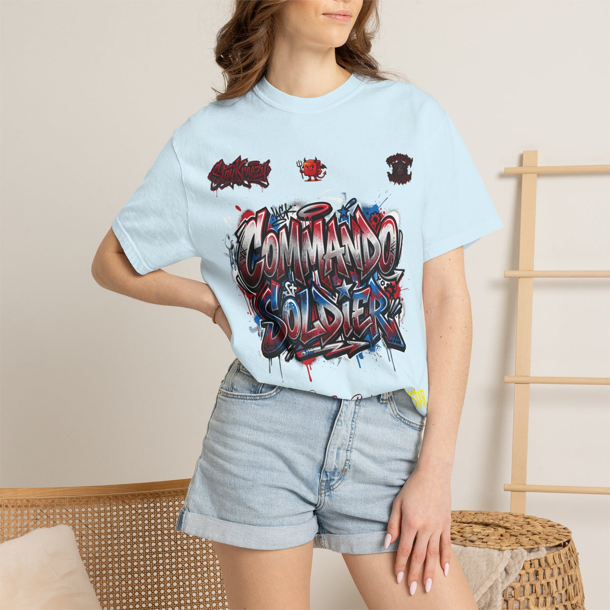 Commando Soldier Graphic T-Shirt — Streetwear Graffiti Design