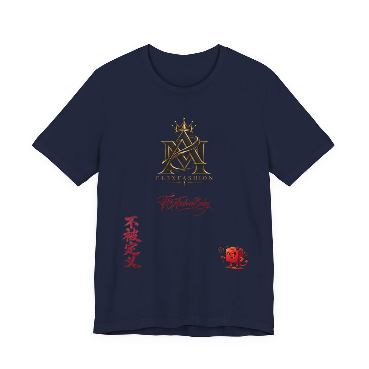 Graphic Tee — FuturFashion Logo Tee with Asian Script & Devil Character