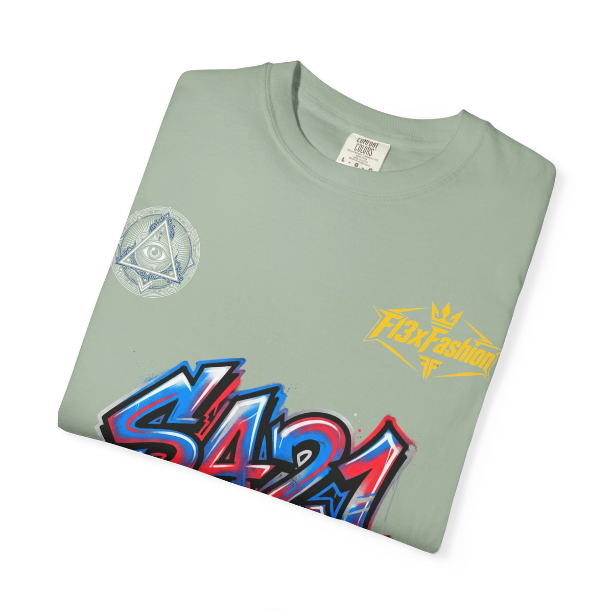 SA21 Graffiti T-Shirt — Urban Streetwear Tee with Drip Art & Tropical Patch