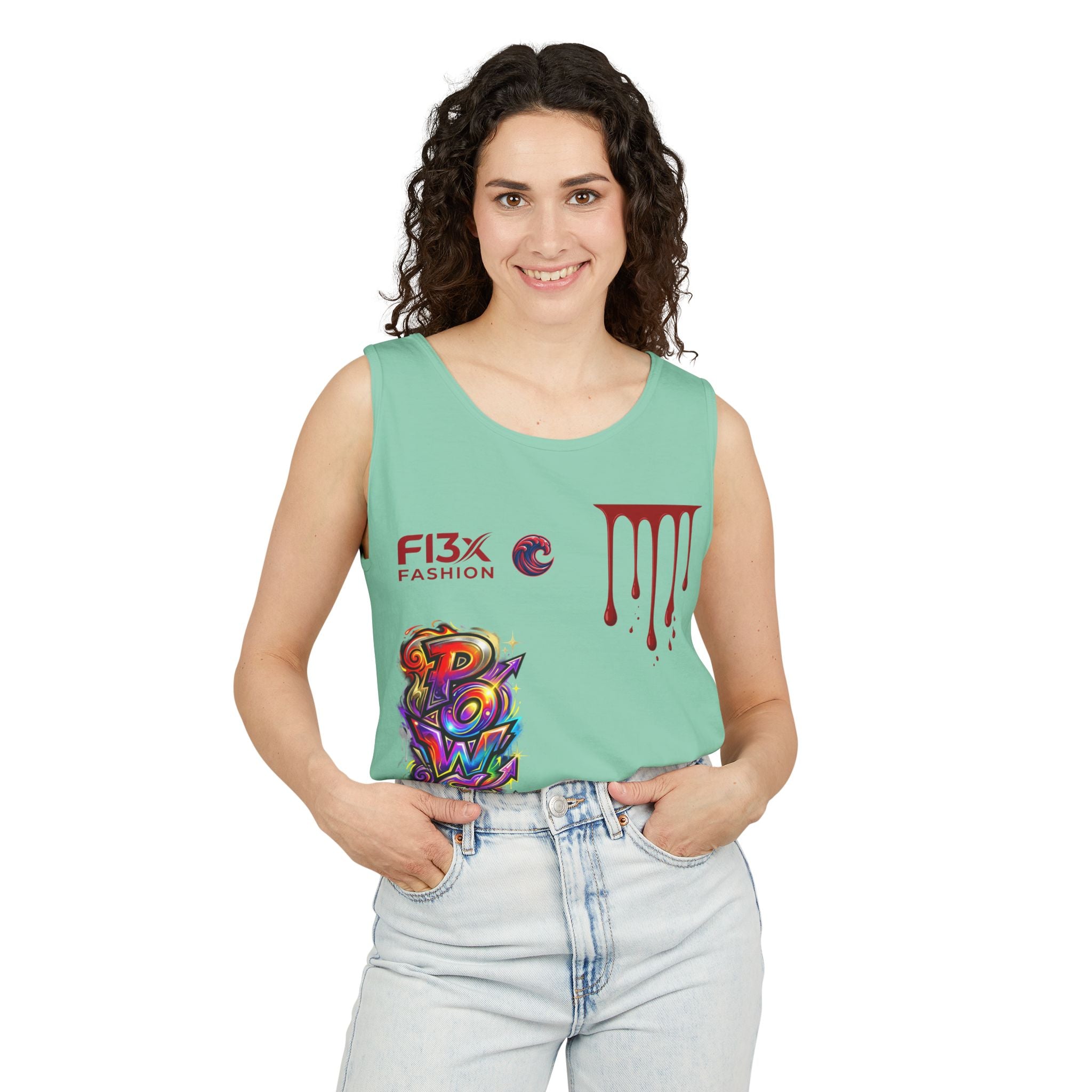 Graphic Tank Top — Colorful Street Art & Drip Logo Design